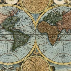 18th century map with the countries of the world