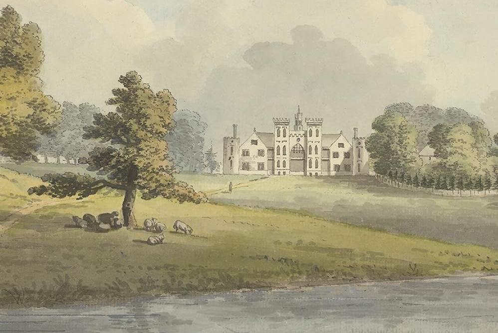 Painting of a countryside with a stately house